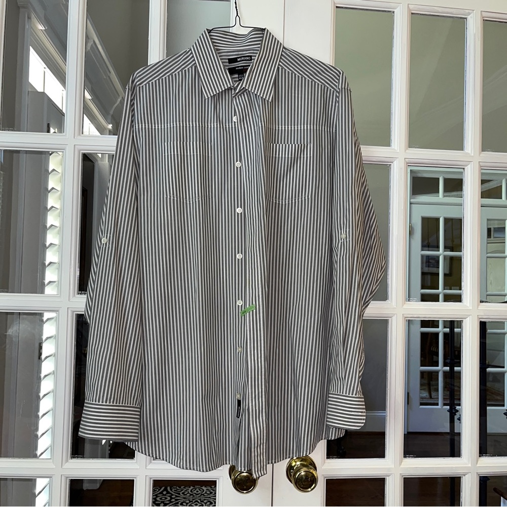 Grey Striped Dress Shirt in Size XLT